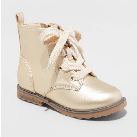 Cat & Jack Shoes Nwt Cat Jack Little Girls Giovanna Gold Lace Up